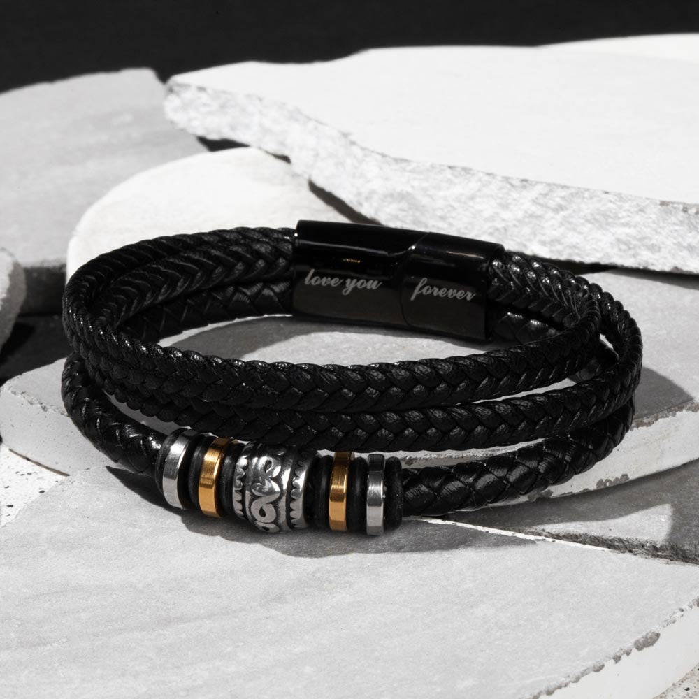 To My Son Leather Bracelet – Love You Forever Gift from Parents, Birthday or Graduation Present