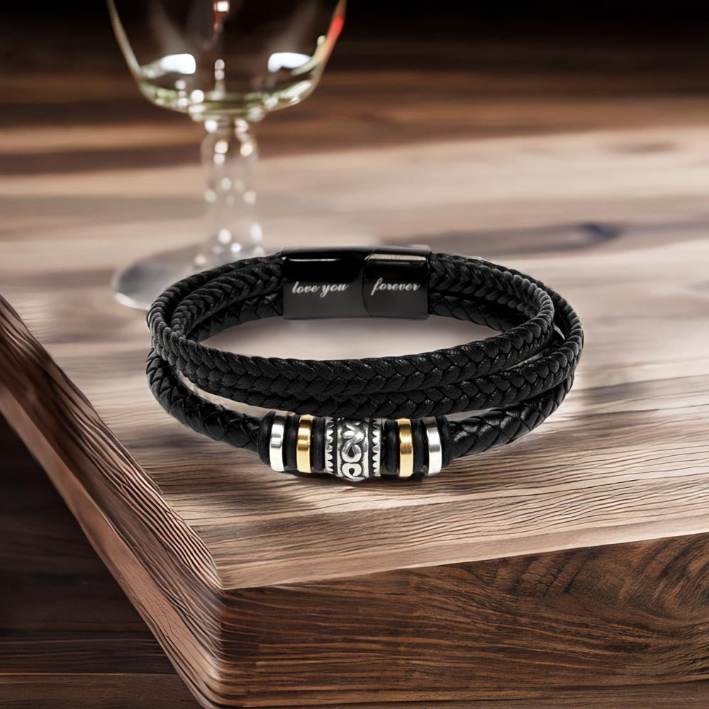 To My Son Bracelet Gift – From Mom and Dad with Personalized Card