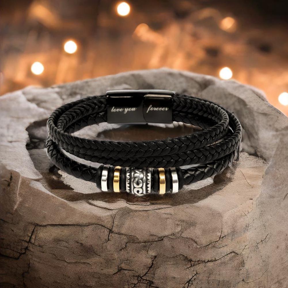 To My Son Bracelet Gift – From Mom and Dad with Personalized Card