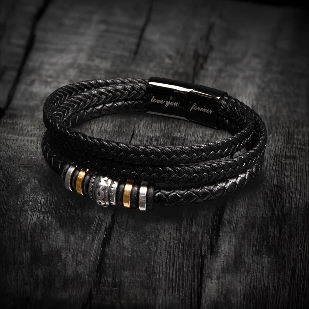 To My Son Bracelet Gift – From Mom and Dad with Personalized Card