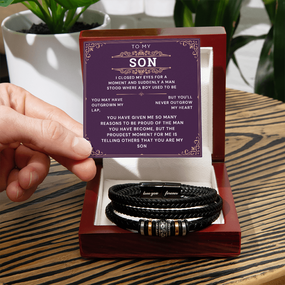 To My Son Bracelet Gift From Mom & Dad | Gifts for Son, Teen Boys for Birthday, Graduation, Christmas & Easter | Beautiful Cuban Cross Bracelet with Heartfelt Message Card & Gift Box