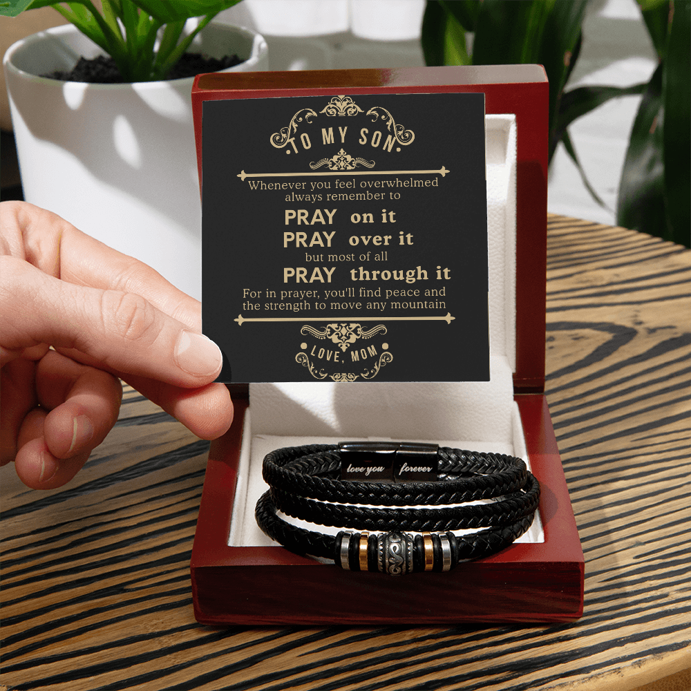 To My Son Bracelet Gift From Mom | Gifts for Son, Teen Boys for Birthday, Graduation, Christmas & Easter | Beautiful Cuban Cross Bracelet with Heartfelt Message Card & Gift Box