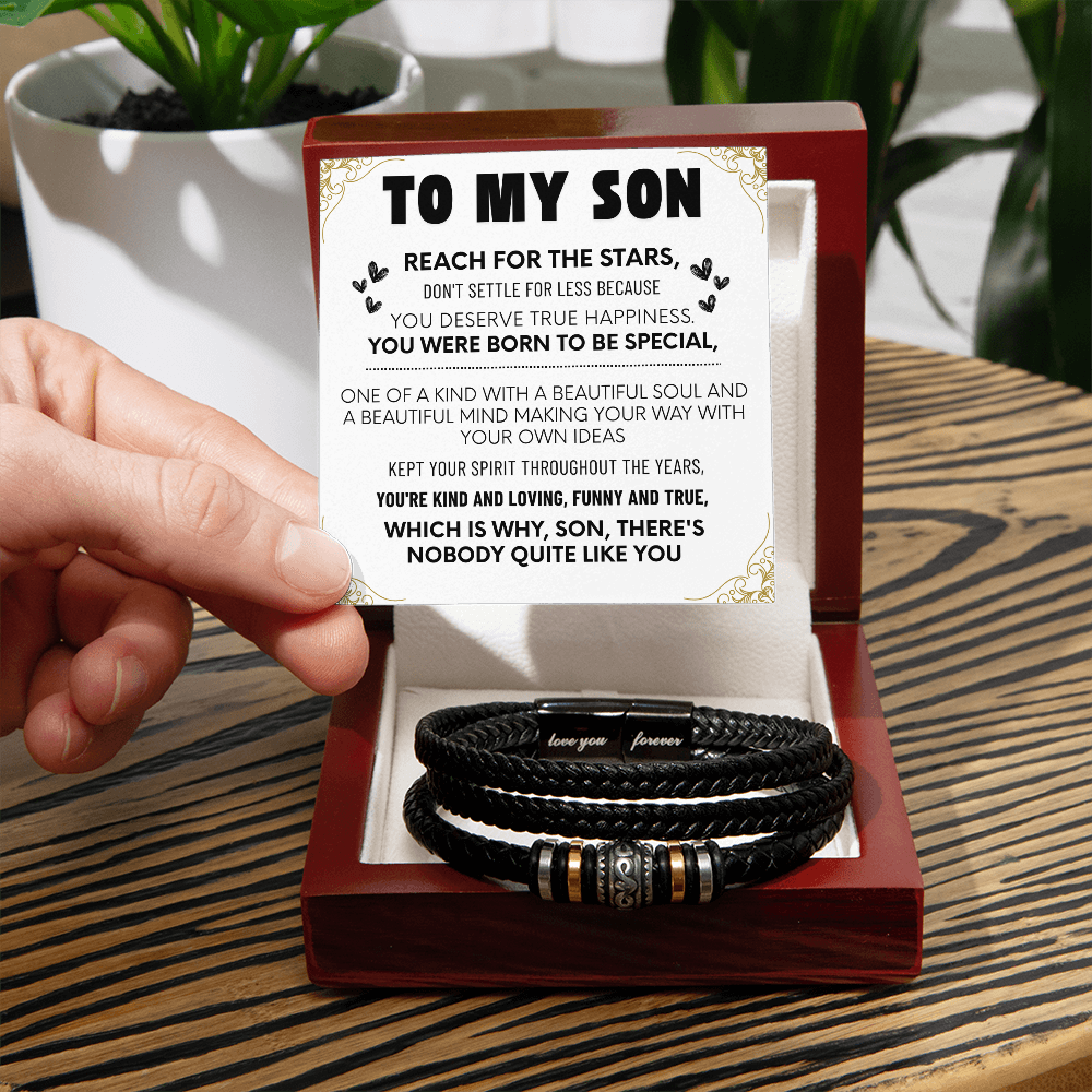 To My Son Bracelet From Mom Dad, Sons Gift From Dad, Mother And Son Bracelet, Anniversary Graduation Valentine Christmas Birthday Gifts For Sons With Message Card And Gift Box