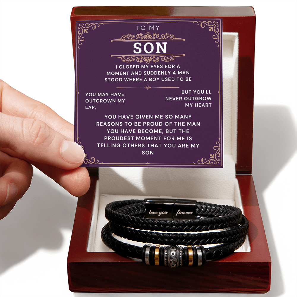 To My Son Bracelet Gift From Mom & Dad | Gifts for Son, Teen Boys for Birthday, Graduation, Christmas & Easter | Beautiful Cuban Cross Bracelet with Heartfelt Message Card & Gift Box