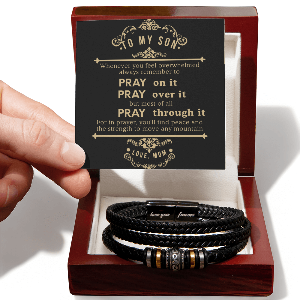To My Son Bracelet Gift From Mom | Gifts for Son, Teen Boys for Birthday, Graduation, Christmas & Easter | Beautiful Cuban Cross Bracelet with Heartfelt Message Card & Gift Box