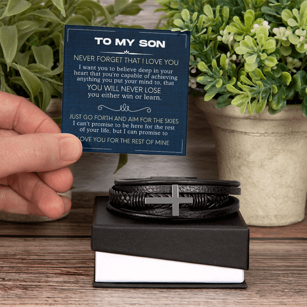 To My Son Love You Forever Bracelet From Mom & Dad With Heartfelt Message & Elegant Box, Gift For Son From Mother Father On Graduation, Birthday, Wedding, Christmas & More #1