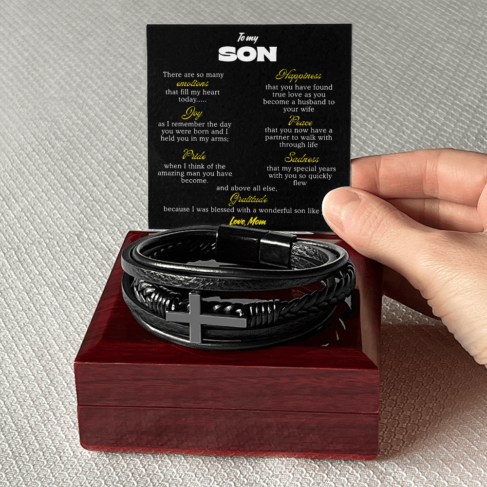 To My Son Bracelet From Mom Dad, Sons Gift From Dad, Mother And Son Bracelet, Anniversary Graduation Valentine Christmas Birthday Gifts For Sons With Message Card And Gift Box