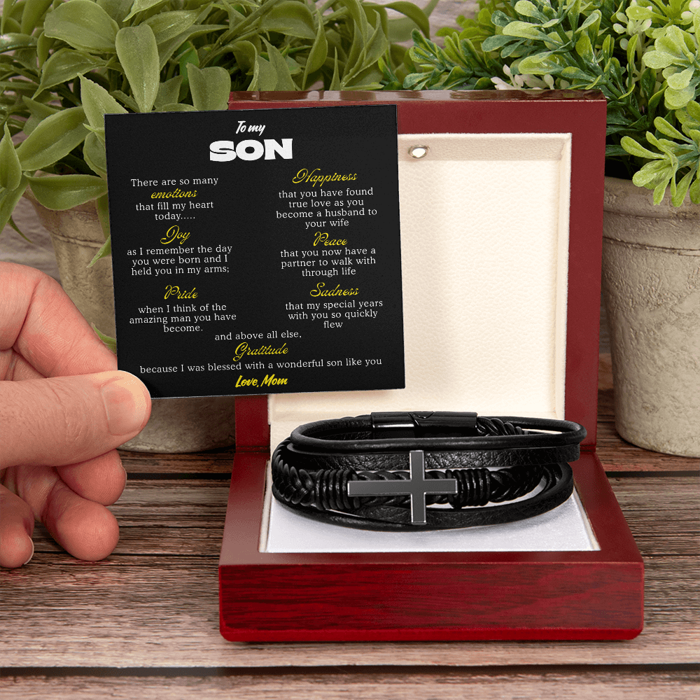 To My Son Bracelet From Mom Dad, Son Gift From Dad, Mother And Son Bracelet, Anniversary Graduation Valentine Christmas Birthday Gifts For Sons With Message Card And Gift Box