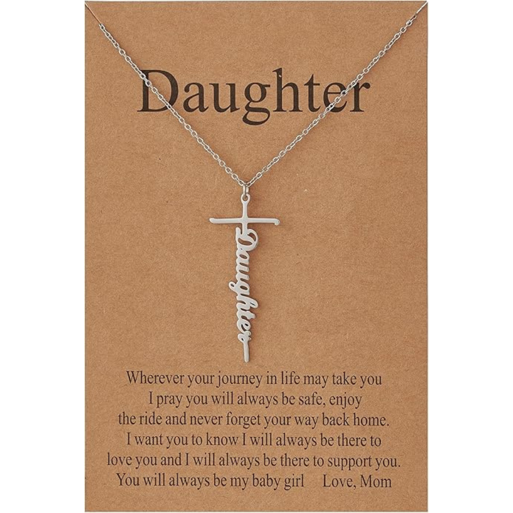 Daughter Faith Cross Necklace – Elegant Christian Jewelry Gift for Women