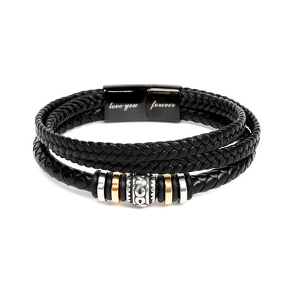 𝐋𝐞𝐚𝐭𝐡𝐞𝐫 𝐁𝐫𝐚𝐜𝐞𝐥𝐞𝐭 𝐟𝐨𝐫 𝐌𝐞𝐧 Birthday Valentine's Day Gifts for Son Grandson Boyfriend Husband Dad Brother Multi-Layer Braided Leather Bracelet with Clasp Black Inspirational Bracelet For Men