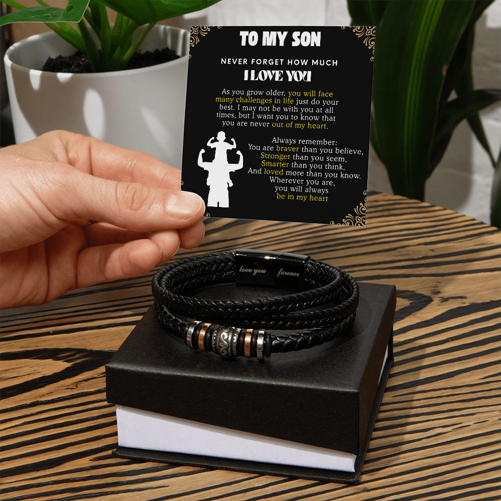 To My Son Bracelet From Mom Dad, Son Gift From Dad, Mother And Son Bracelet, Anniversary Graduation Valentine Christmas Birthday Gifts For Sons With Message Card And Gift Box