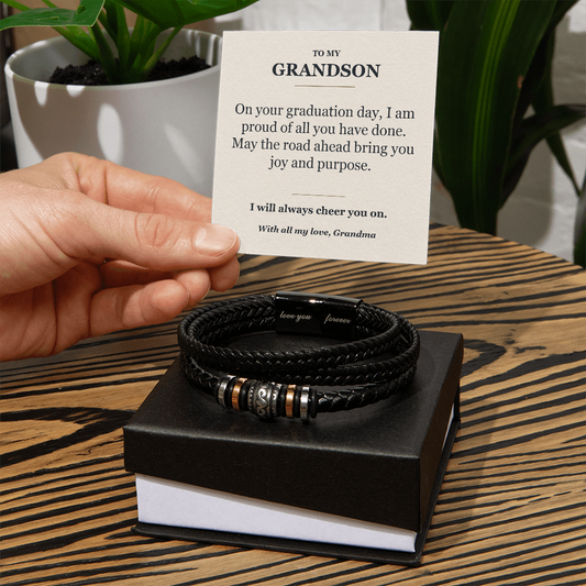 To My Grandson Graduation Bracelet from Grandma - Proud of You Gift