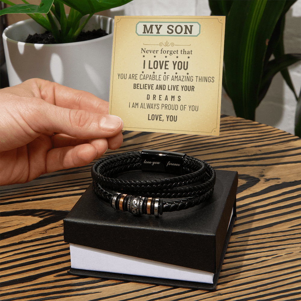 To My Son Bracelet – Meaningful Gift from Mom & Dad | Birthday, Graduation, Christmas Present