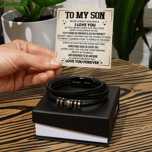 To My Son Love You Forever Bracelet - Find Good in Every Day Card