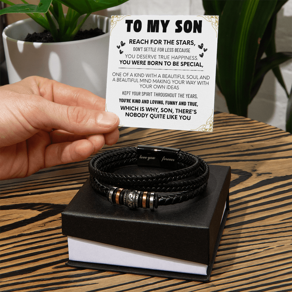 To My Son Bracelet From Mom Dad, Sons Gift From Dad, Mother And Son Bracelet, Anniversary Graduation Valentine Christmas Birthday Gifts For Sons With Message Card And Gift Box