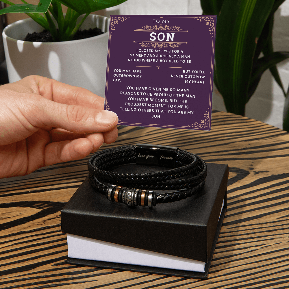 To My Son Bracelet Gift From Mom & Dad | Gifts for Son, Teen Boys for Birthday, Graduation, Christmas & Easter | Beautiful Cuban Cross Bracelet with Heartfelt Message Card & Gift Box