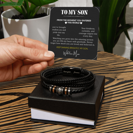 To My Son Love You Forever Bracelet from Mom - Keep Shining Brightly
