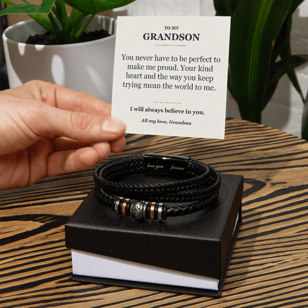 To My Grandson Bracelet from Grandma – Believe in You Message Card Gift