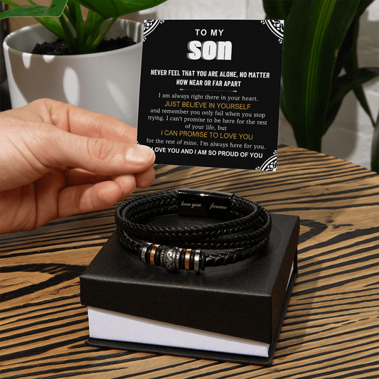 To My Son Bracelet - Believe in Yourself Message Card Gift