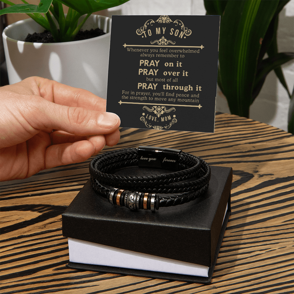 To My Son Bracelet Gift From Mom | Gifts for Son, Teen Boys for Birthday, Graduation, Christmas & Easter | Beautiful Cuban Cross Bracelet with Heartfelt Message Card & Gift Box