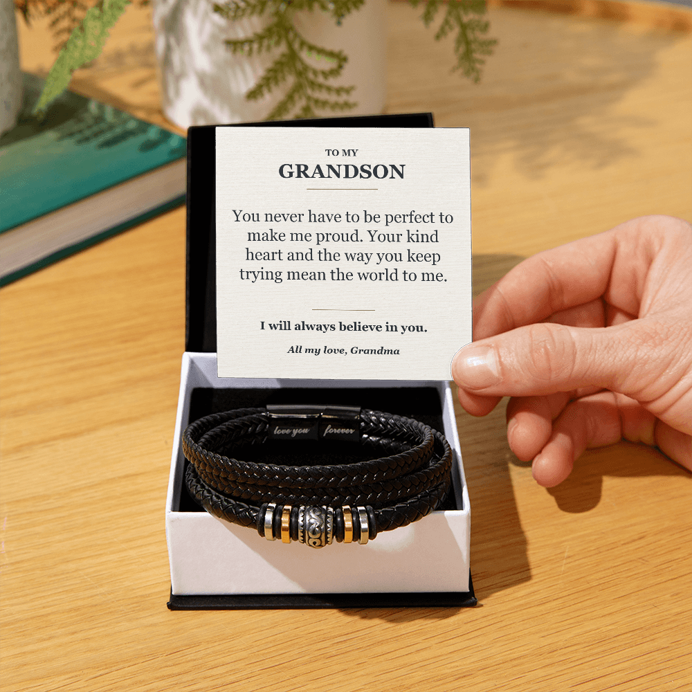 To My Grandson Bracelet from Grandma – Believe in You Message Card Gift