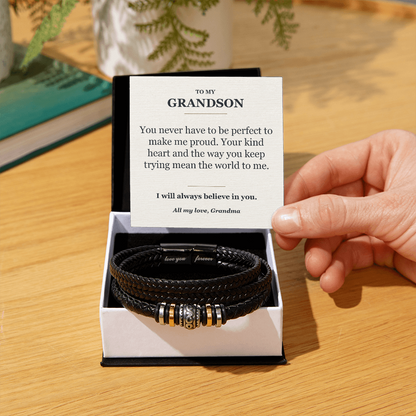 To My Grandson Bracelet from Grandma – Believe in You Message Card Gift