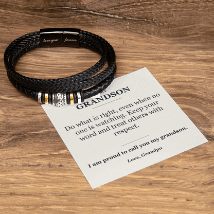 To My Grandson Bracelet from Grandpa - Proud of You Message Card Gift