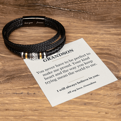 To My Grandson Bracelet from Grandma – Believe in You Message Card Gift