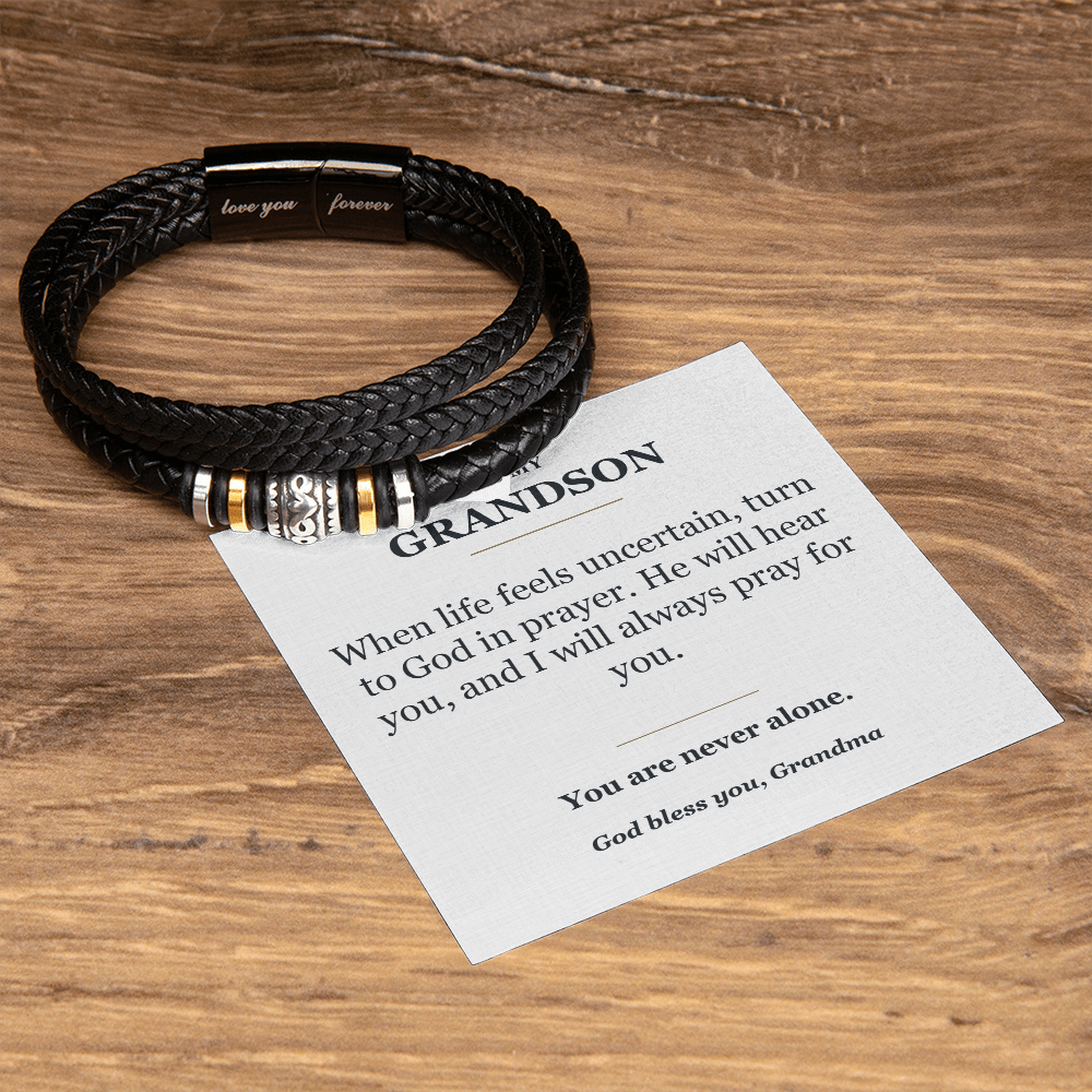 To My Grandson Faith Bracelet from Grandma - Prayer Message Card Gift