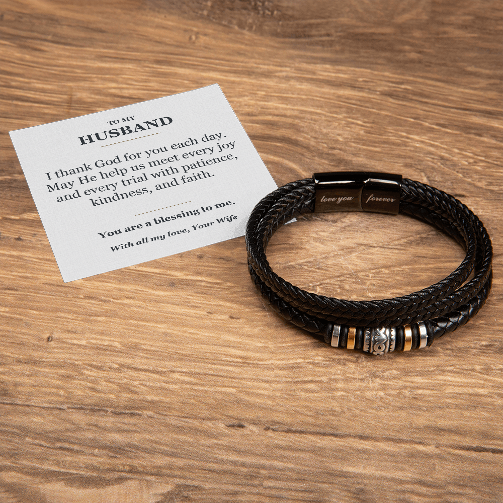 To My Husband Faith Bracelet from Wife - Blessing Message Card Gift