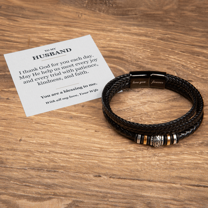 To My Husband Faith Bracelet from Wife - Blessing Message Card Gift