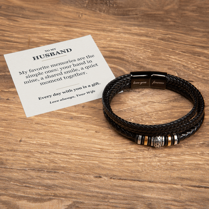 To My Husband Bracelet from Wife - Every Day With You Message Card Gift