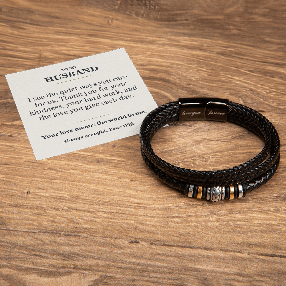 To My Husband Bracelet from Wife - Thank You for All You Do Gift