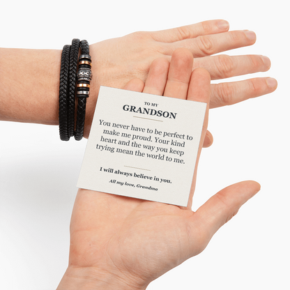 To My Grandson Bracelet from Grandma – Believe in You Message Card Gift