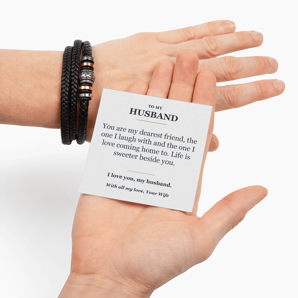 To My Husband Bracelet from Wife - My Best Friend Message Card Gift