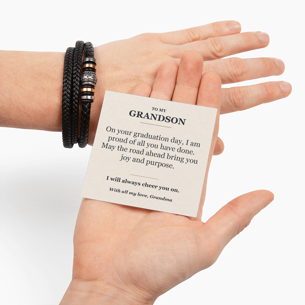 To My Grandson Graduation Bracelet from Grandma - Proud of You Gift