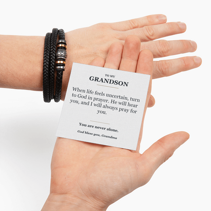 To My Grandson Faith Bracelet from Grandma - Prayer Message Card Gift