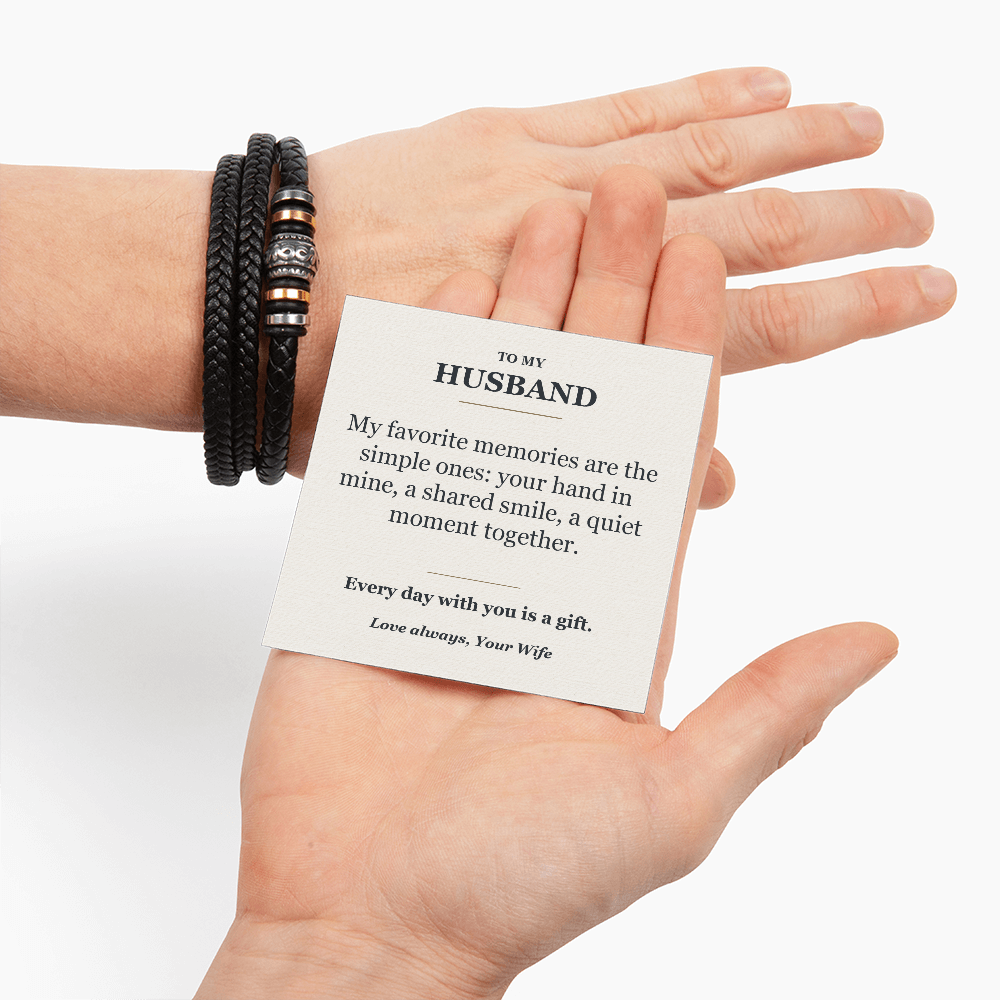 To My Husband Bracelet from Wife - Every Day With You Message Card Gift