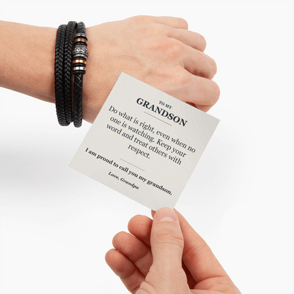 To My Grandson Bracelet from Grandpa - Proud of You Message Card Gift
