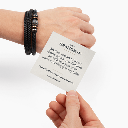 To My Grandson Bracelet from Grandpa - Always Here Message Card Gift