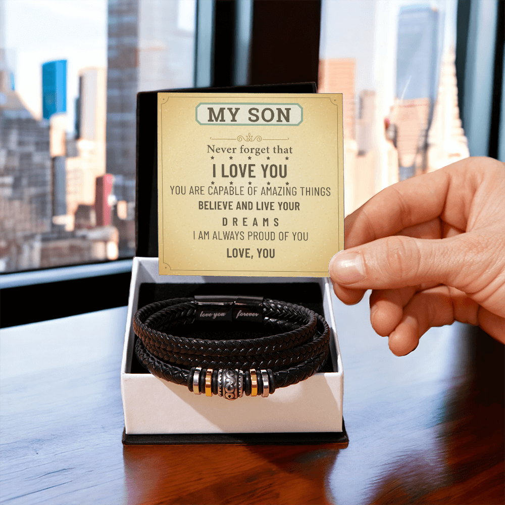 To My Son Bracelet – Meaningful Gift from Mom & Dad | Birthday, Graduation, Christmas Present