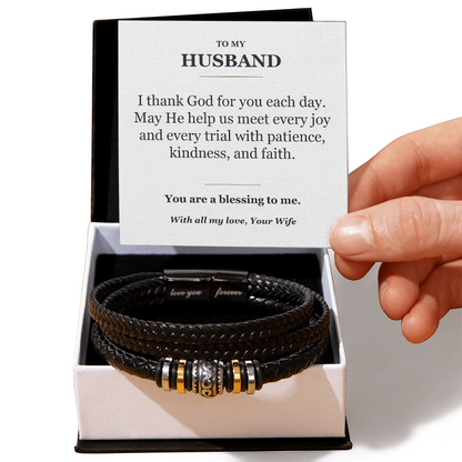 To My Husband Faith Bracelet from Wife - Blessing Message Card Gift