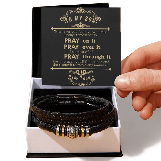 To My Son Bracelet Gift From Mom | Gifts for Son, Teen Boys for Birthday, Graduation, Christmas & Easter | Beautiful Cuban Cross Bracelet with Heartfelt Message Card & Gift Box
