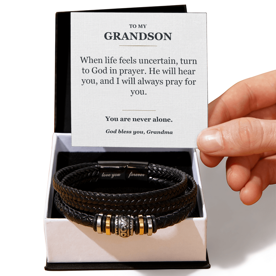 To My Grandson Faith Bracelet from Grandma - Prayer Message Card Gift