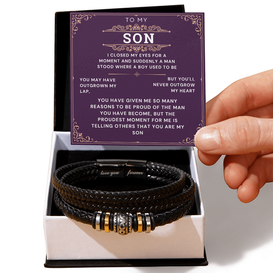 To My Son Bracelet Gift From Mom & Dad | Gifts for Son, Teen Boys for Birthday, Graduation, Christmas & Easter | Beautiful Cuban Cross Bracelet with Heartfelt Message Card & Gift Box