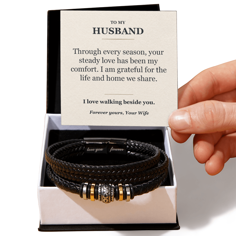 To My Husband Bracelet from Wife - Steady Love Message Card Gift