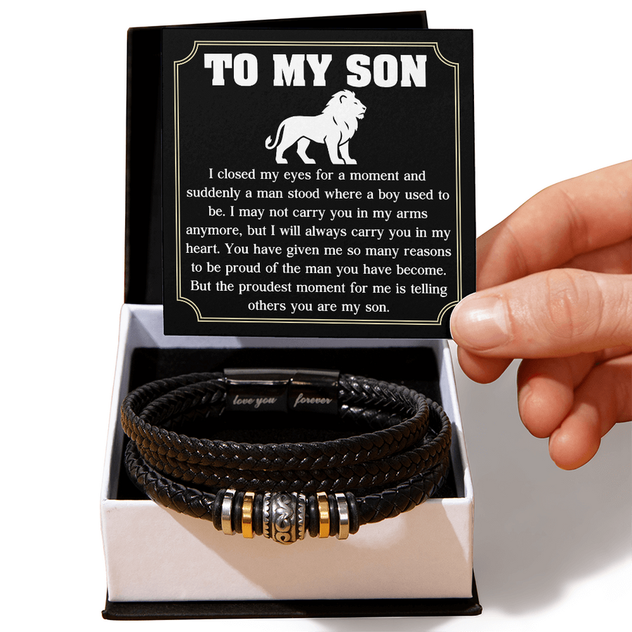 Men's Love You Forever Braided Leather Bracelet Gift