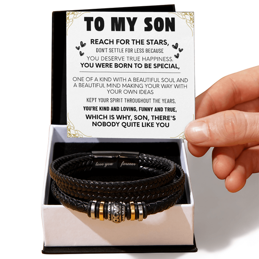 To My Son Bracelet From Mom Dad, Sons Gift From Dad, Mother And Son Bracelet, Anniversary Graduation Valentine Christmas Birthday Gifts For Sons With Message Card And Gift Box