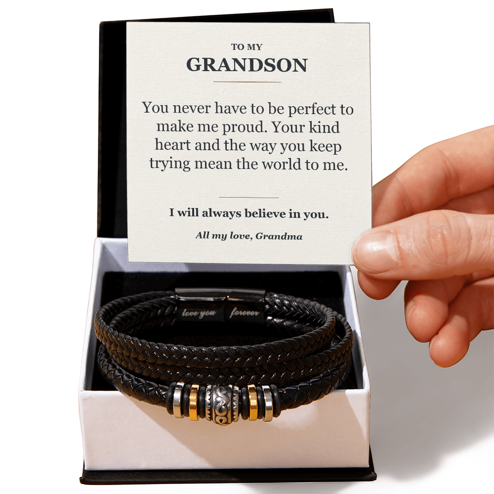 To My Grandson Bracelet from Grandma – Believe in You Message Card Gift