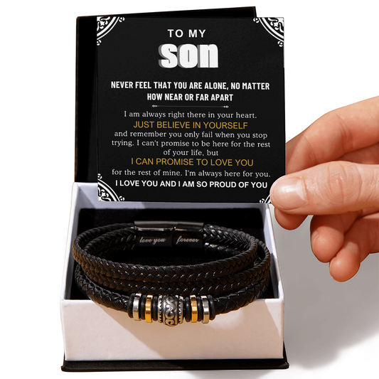 To My Son Bracelet, Bracelet Grad Gift For Son, Bracelet For Son From Parents, Birthday Gift Bracelets With Message Card and Box